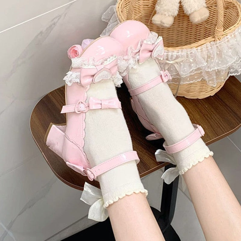 35-40 Sweet Lolita Mary Jane Shoes Cute Round Toe Heel Comfort Casual Non-Slip
