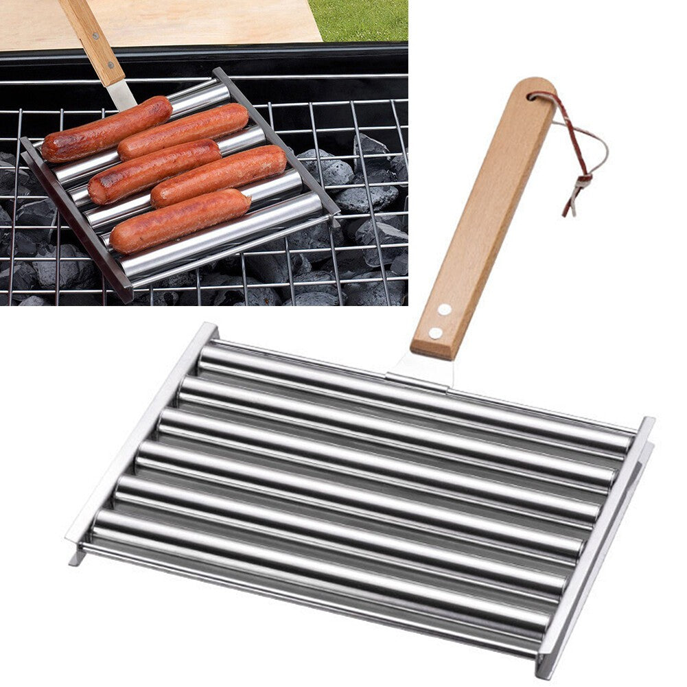 Hot Dog Roller Sausage Roller Stainless Steel BBQ Hotdog Roller for Barbecue