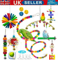 15 Pcs Parrot Toys Metal Rope Small Ladder Stand Budgie Cockatiel Cage Bird Set