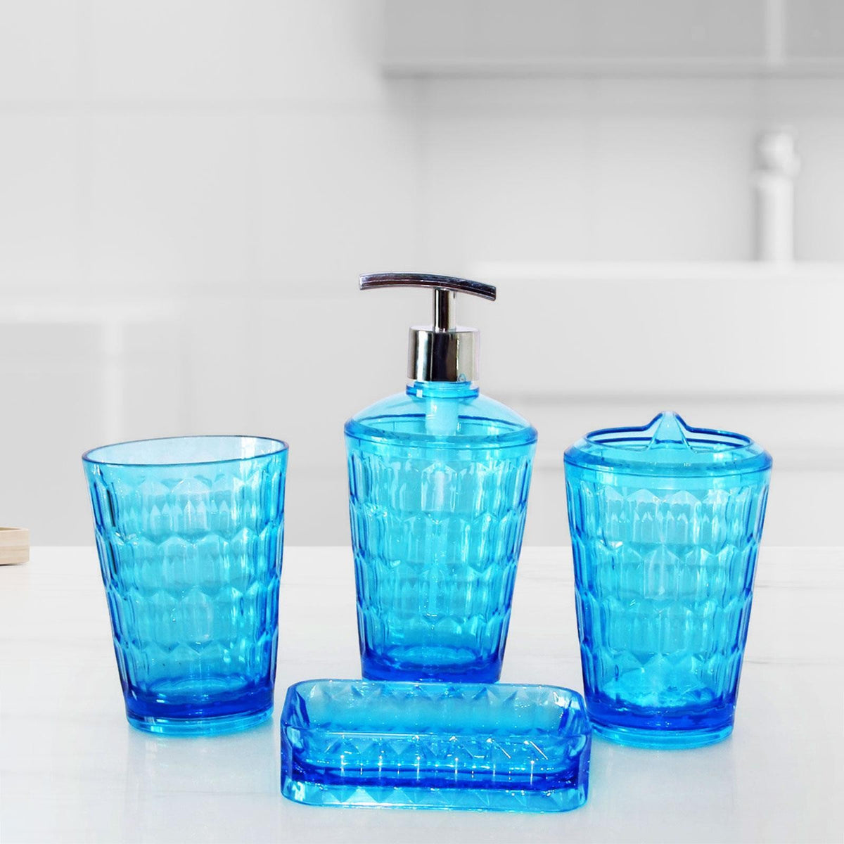 4Pcs Lotion Dispenser Toothbrush Holder Bathroom Accessories Set