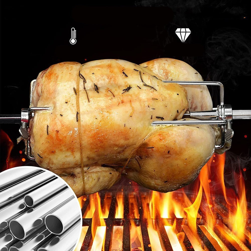 Stainless Steel BBQ Rotisserie Meat Forks Clamp with Locking Screw Set of 2