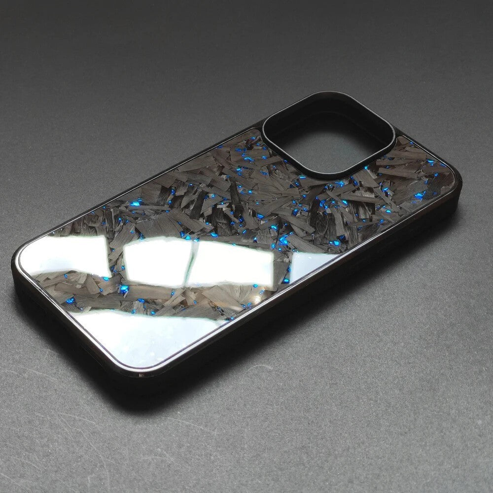 Glossy Forged Carbon Fiber Case for iPhone 16 Pro Max 15 14 Magsafe Armor Cover