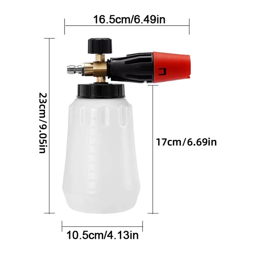 1000ML 1/4" Quick Release Snow-Foam Lance Pressure Washer Gun Soap Bottle Cannon