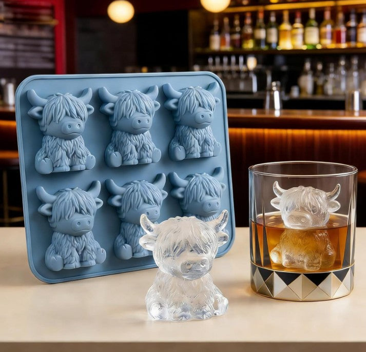 3D Highland Cow Ice Cube Tray Silicone Ice Ball Maker Mold for Whiskey Cocktails