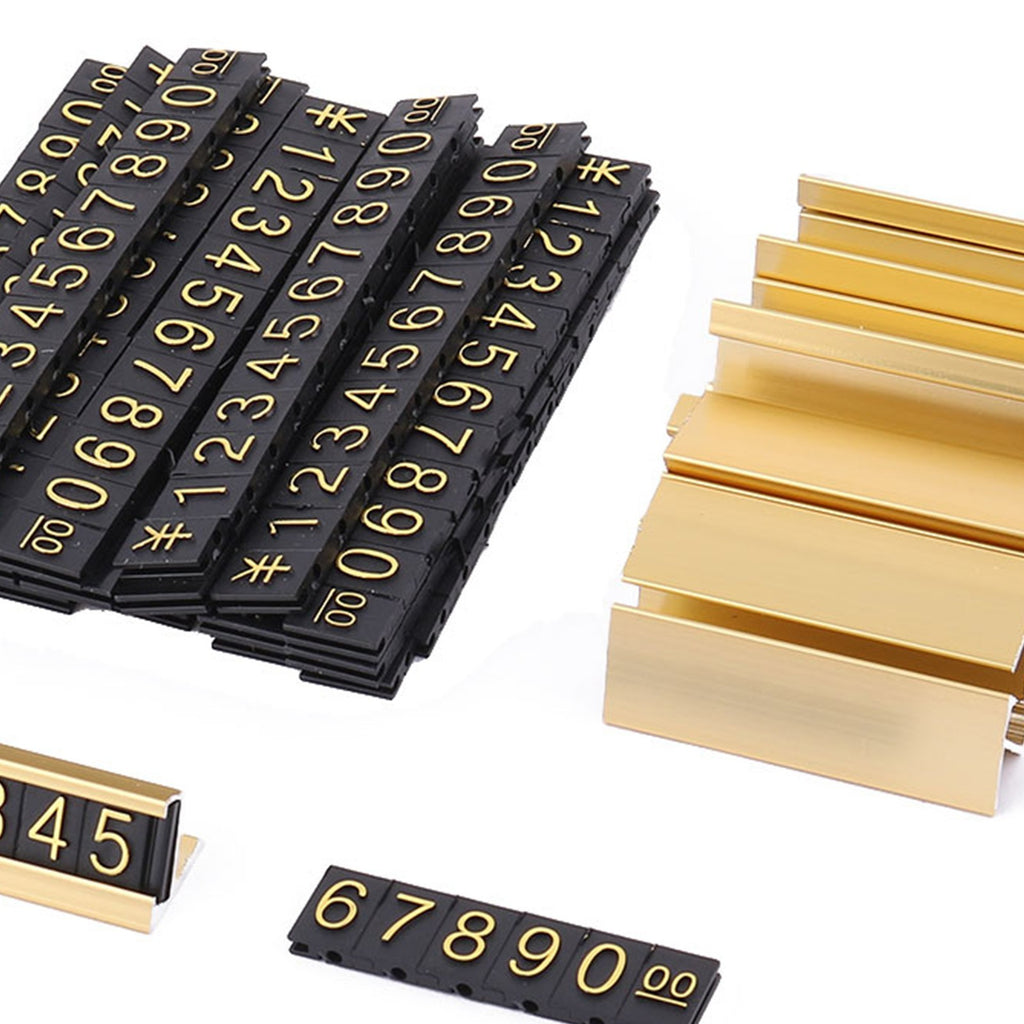 16 Sets Price Tag Display Counter Stand with Metal Base for Jewelry, Golden