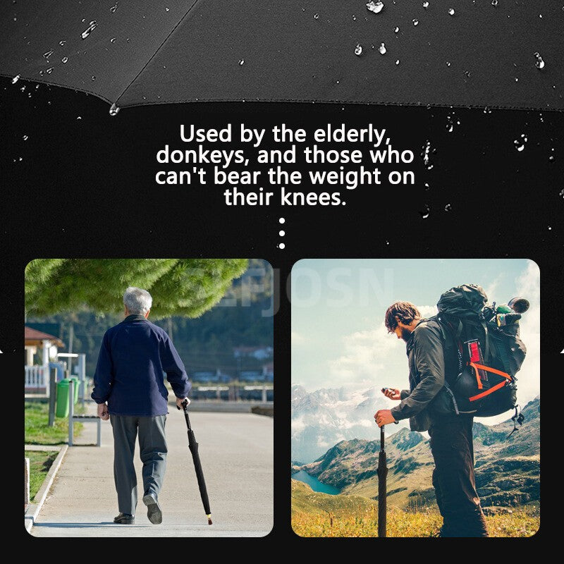 2-in-1 Walking Sticks Umbrella Windbreak Ribs Walking Cane Umbrella for Elderly