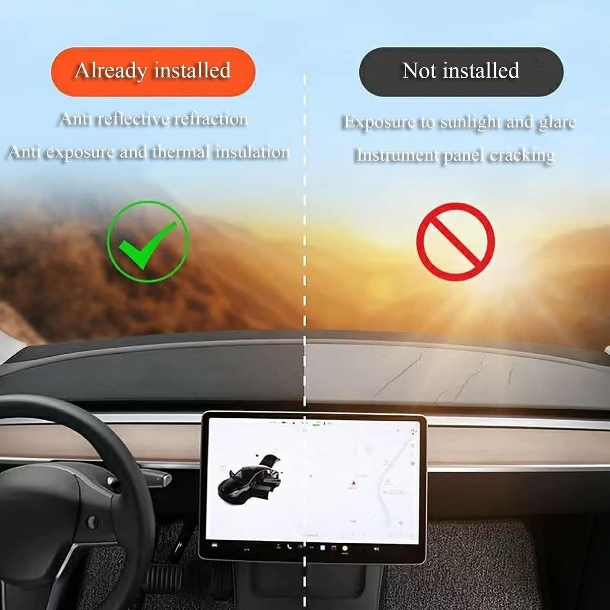 Car Dash Cover Dashboard Carpet Covers Mat Tesla Model Y 2020-2024 Model 3
