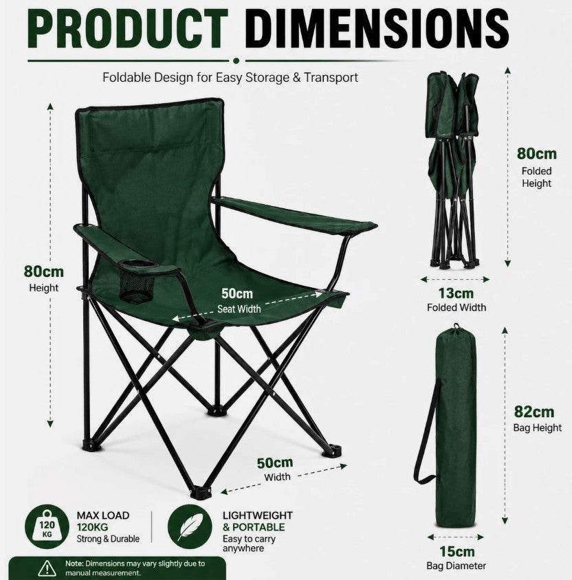2*Camping Chairs Portable Folding Lightweight Outdoor Garden Beach Picnic Chair