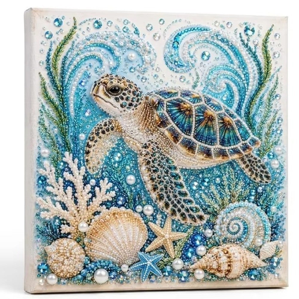 Ocean Theme Pearl Art DIY Kit, Sparkling 3D Diamonds Painting Kit Handcraft