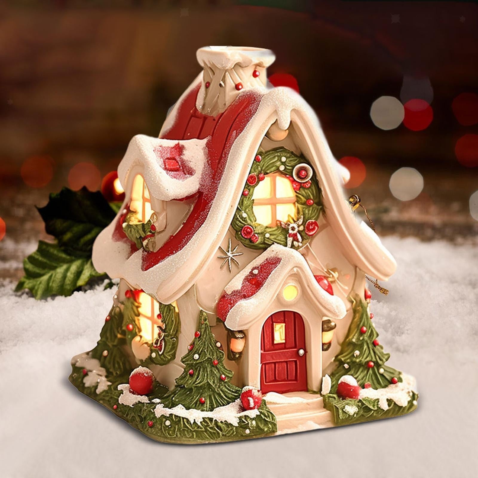 Christmas Cabin Incense Burner Small Wooden House Incense Burner for