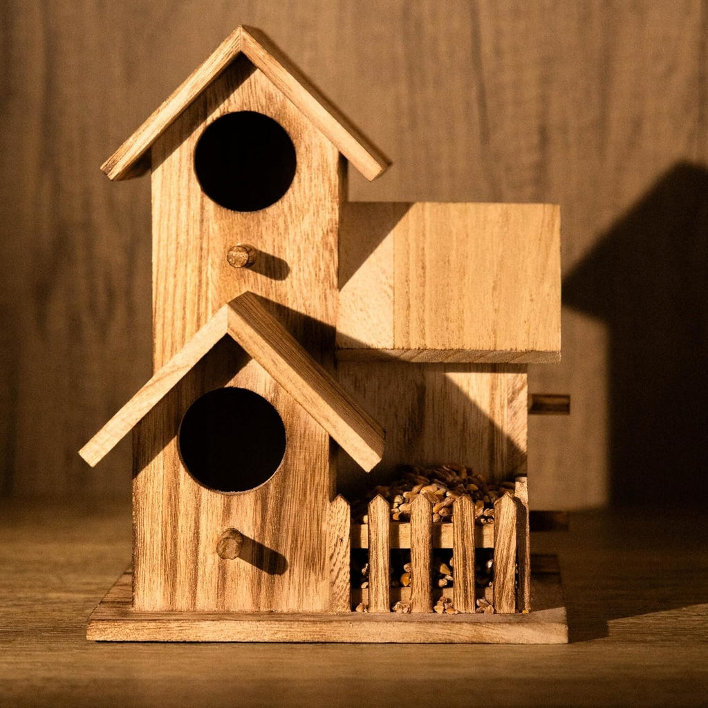 Wooden Garden Bird House Hanging Nesting Box Patio Decoration