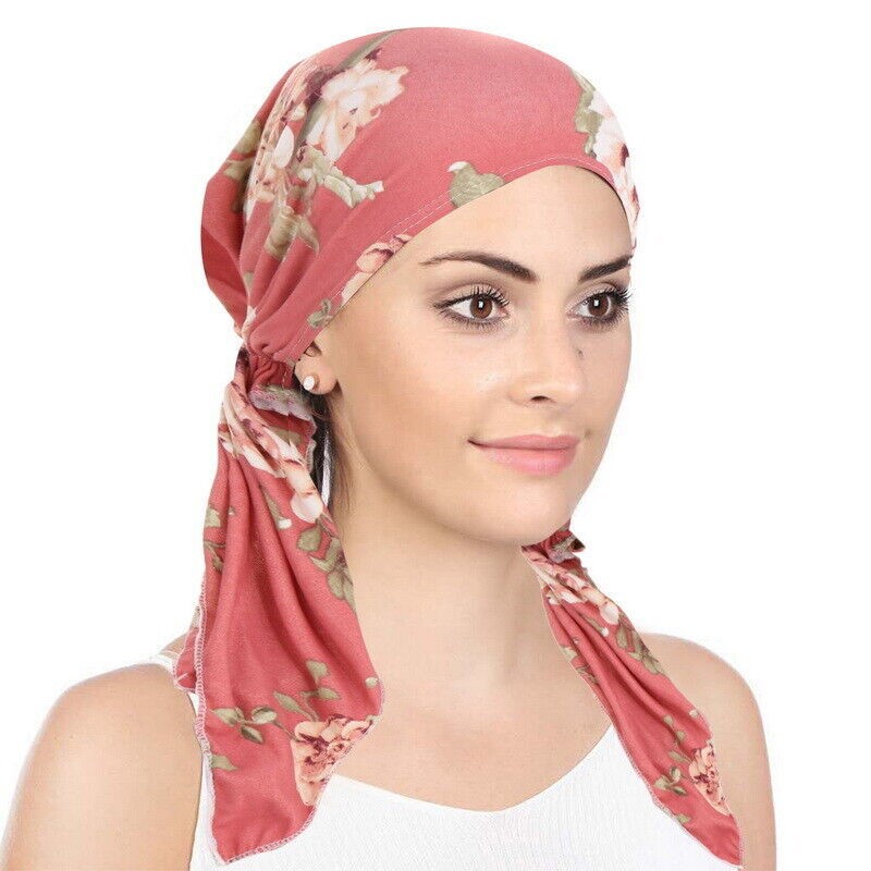 Ruffle Beanie Scarf Turban Hat Cancer Chemo Hat Printed Headwear Head Wrap Cap