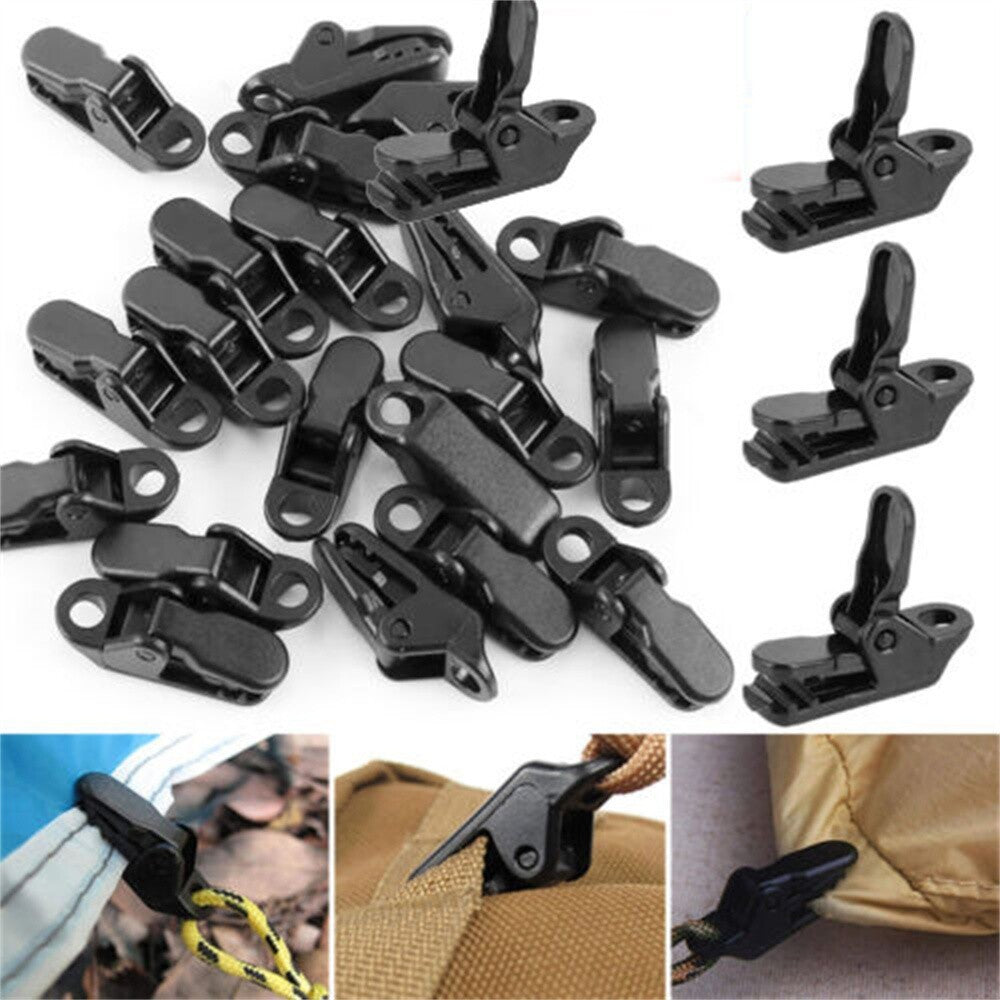 40 PCS Awning Tarp Clips Set Tent Clamp Buckle Camping Tool Heavy Duty Black UK