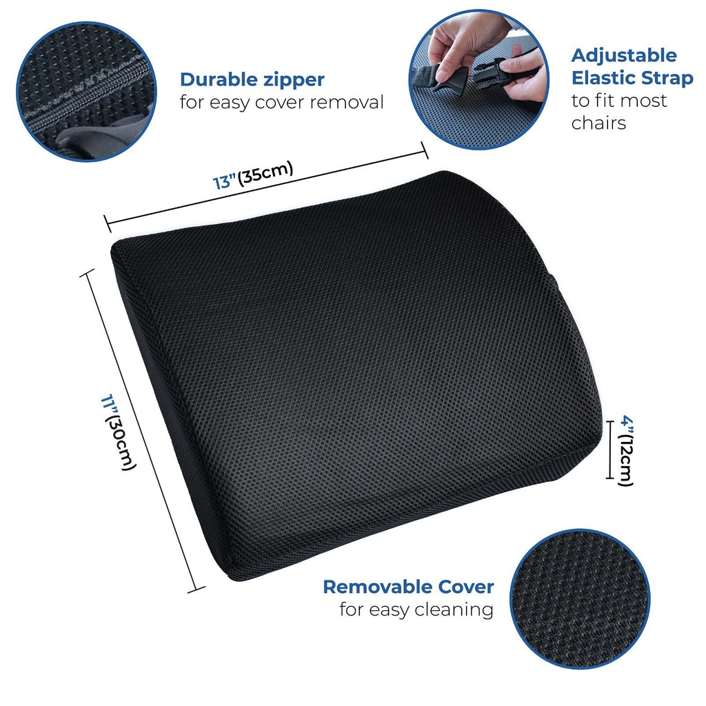 Lumbar Support Pillow Memory Foam Back Pain Relief Office Chair Car Seat Posture