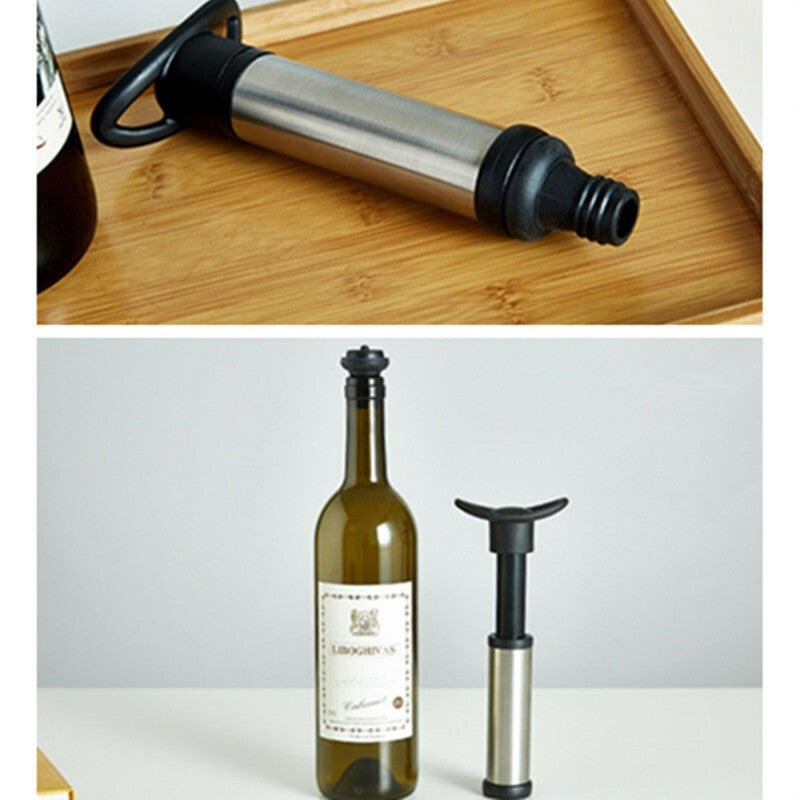 Vacu Vin Wine Saver Pump With 4 Stainless Steel Vacuum Bottle Stoppers