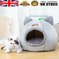 Large Cat Bed Cave Small Wool Cozy Pet Igloo Bed Winter House Nest Kennel Grey