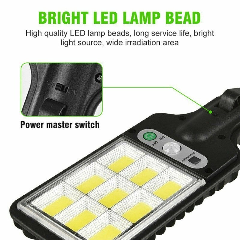 4PCS 6000W LED Solar PIR Motion Sensor Wall Light Security Garden Lamp W/Remote