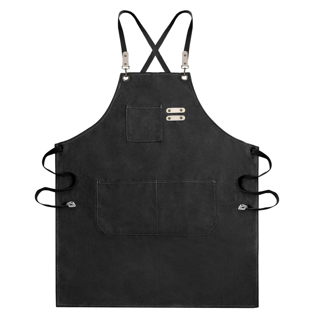 Unisex Waxed Canvas Work Apron Multiple Tool Pockets Woodworking Chef Apron