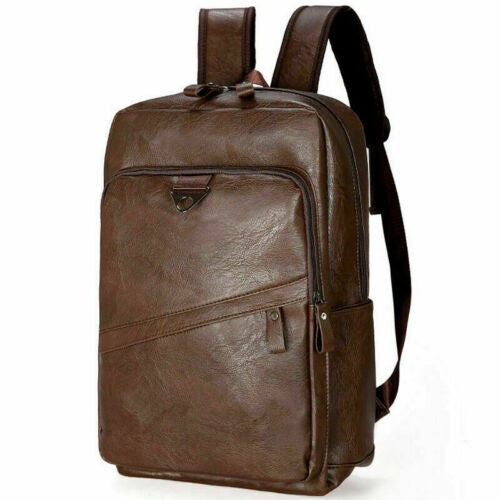 Men's Vintage Style Real Genuine Leather Bag Rucksack Laptop Backpack Brown Bag