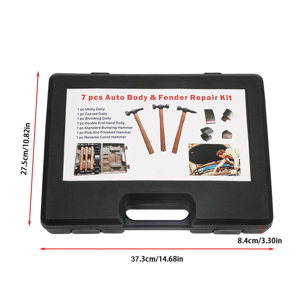 7Pcs Auto Body Repair Tool Kit, Craft Panel Beating Hammer and Dolly Set Hammer-