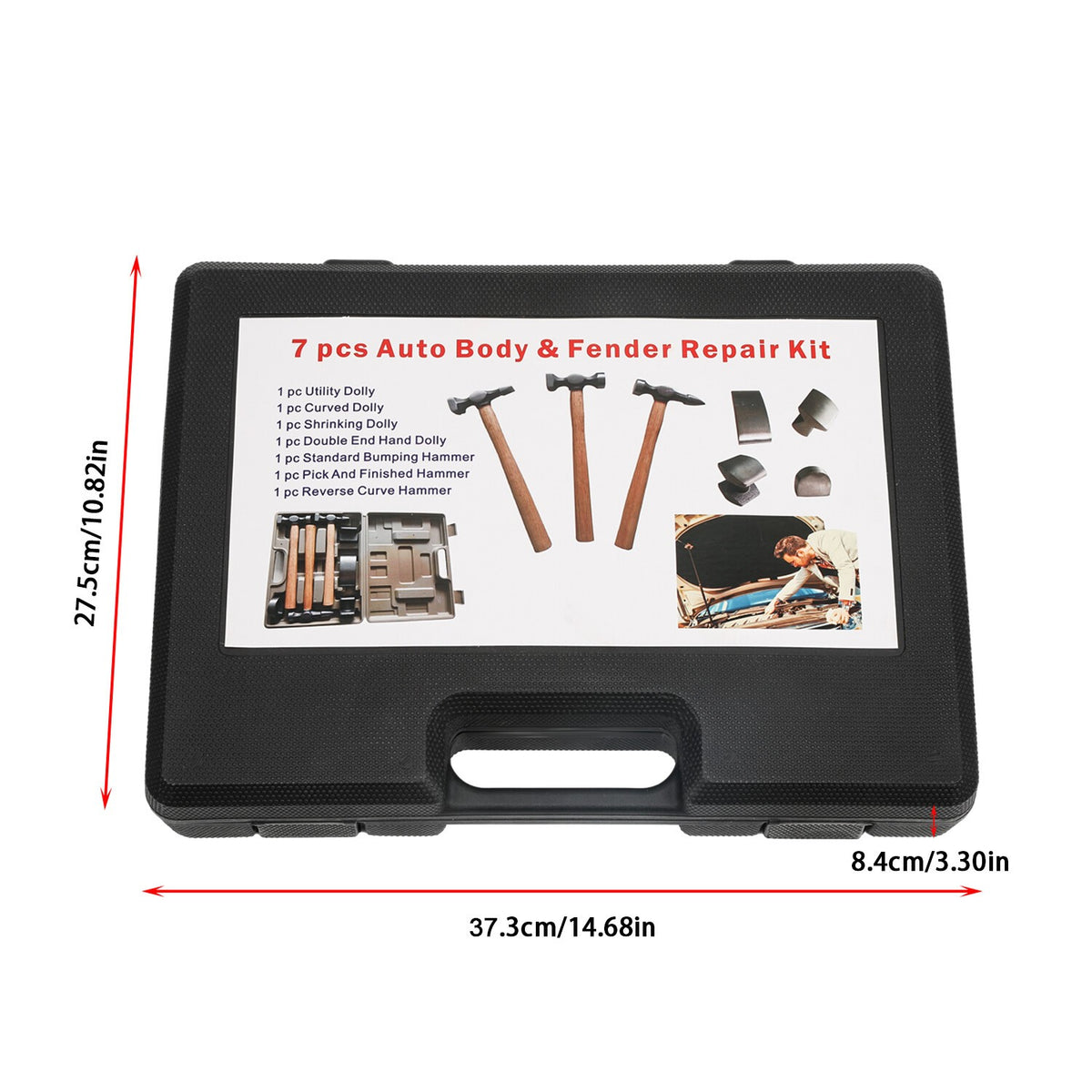 7Pcs Auto Body Repair Tool Kit, Craft Panel Beating Hammer and Dolly Set Hammer-