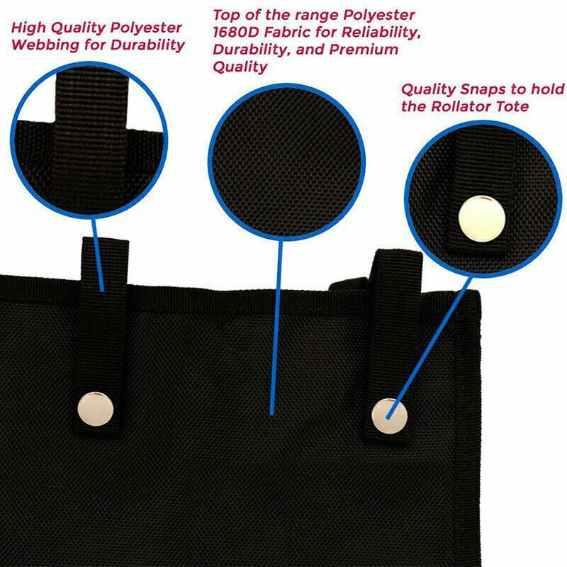Black Basket Under Rollator Storage Bag Tote for Walker 4 Wheel Rollator UK