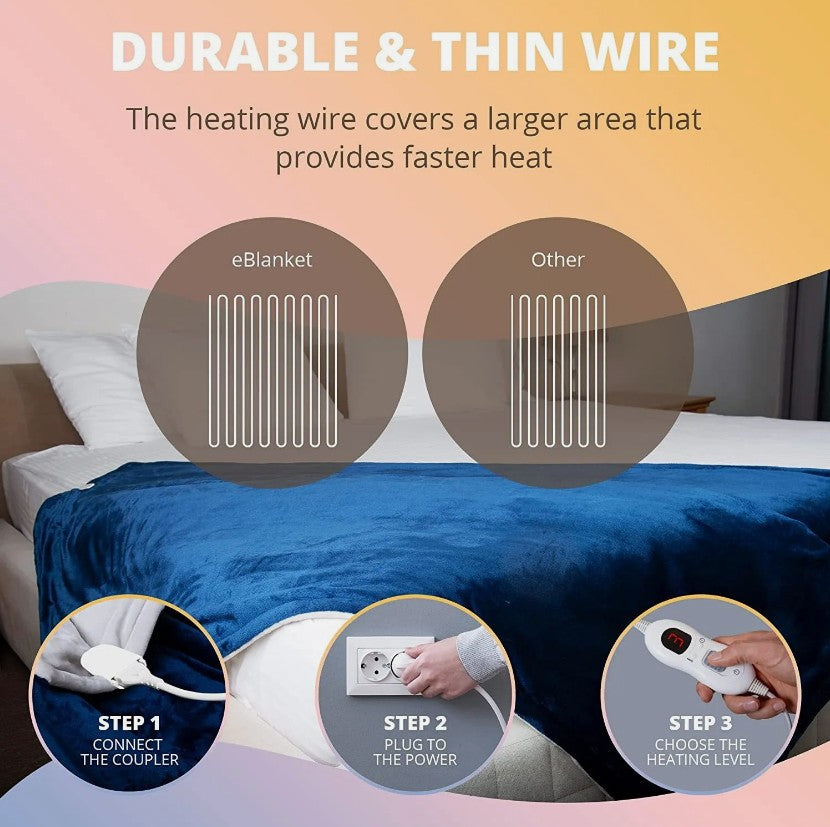 Electric Over Blanket Throw Heated Soft For Bed Sofa Double Single 160x130cm