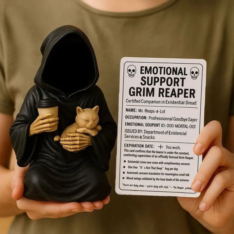 1pc Emotional Support Grim Reaper Figurine Spooky Resin Statue Home Office Decor