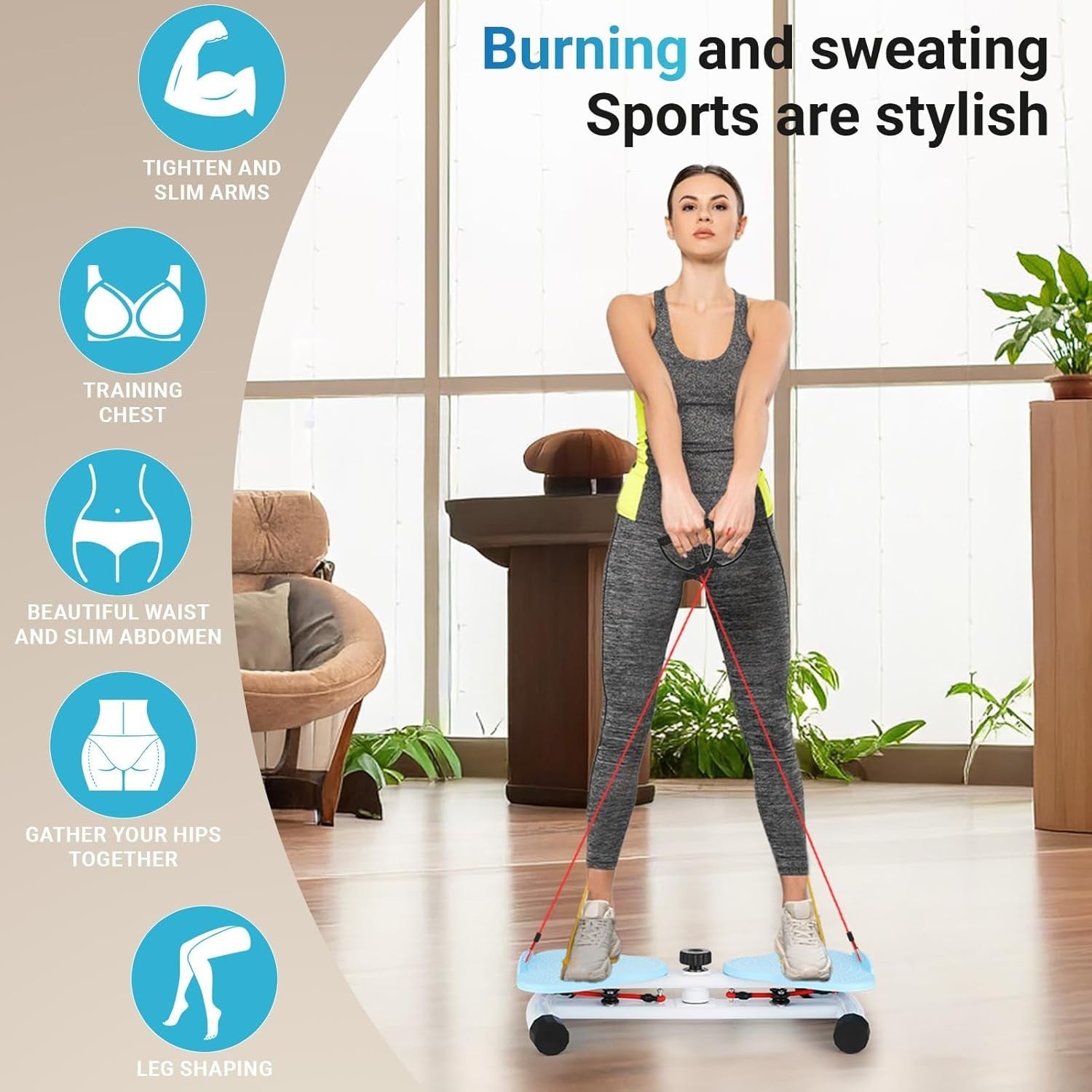 Adjustable Waist Twister Board Core Twist Exercise Machine w/ Resistance Bands