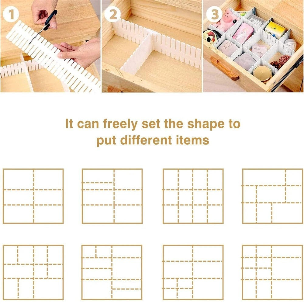 8PCS Drawer Grid Dividers–Adjustable DIY Storage Inserts (47x7cm) for All Drawer
