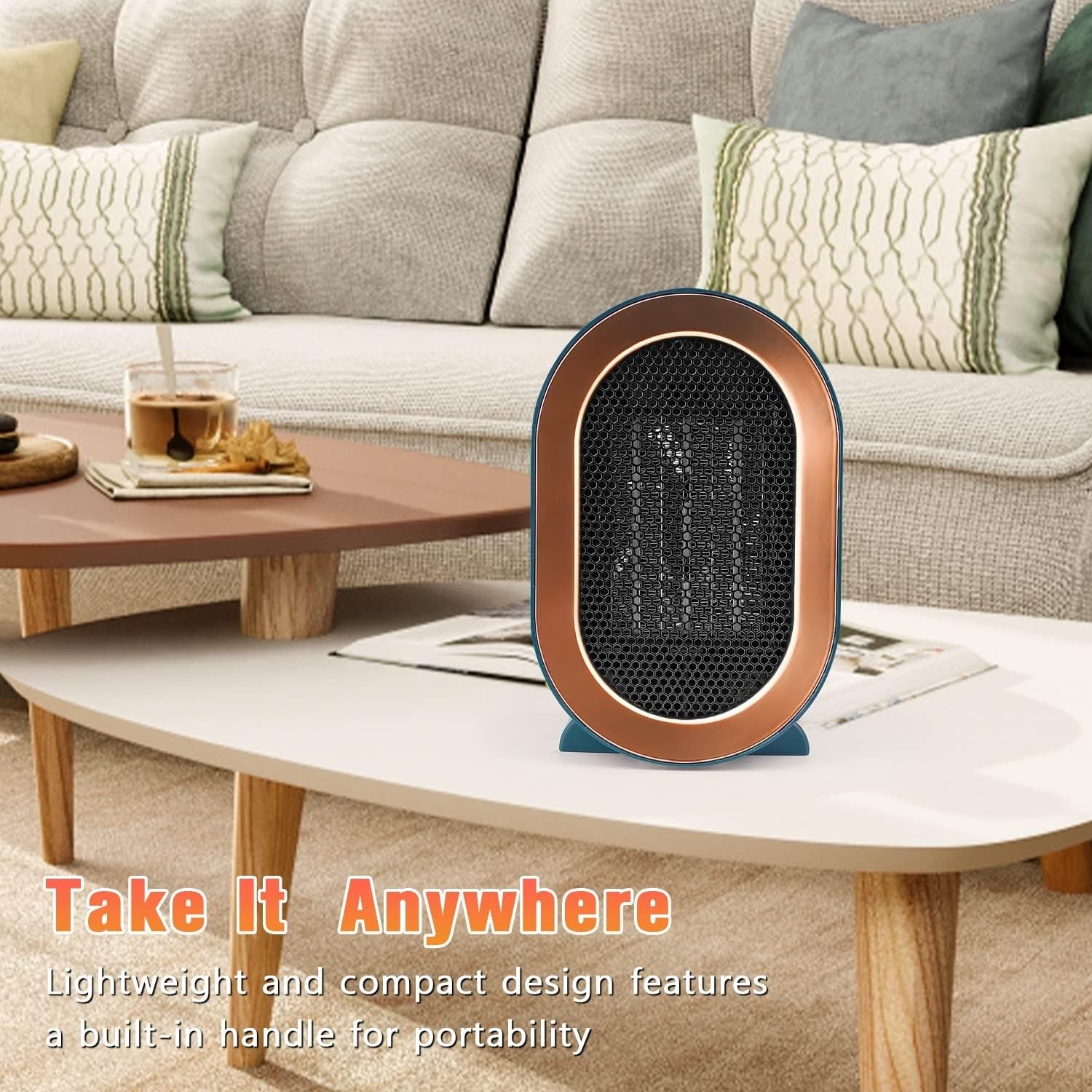 1200W Electric Heater, Low Energy Space Heater, Portable Room Heater with 2 Mode