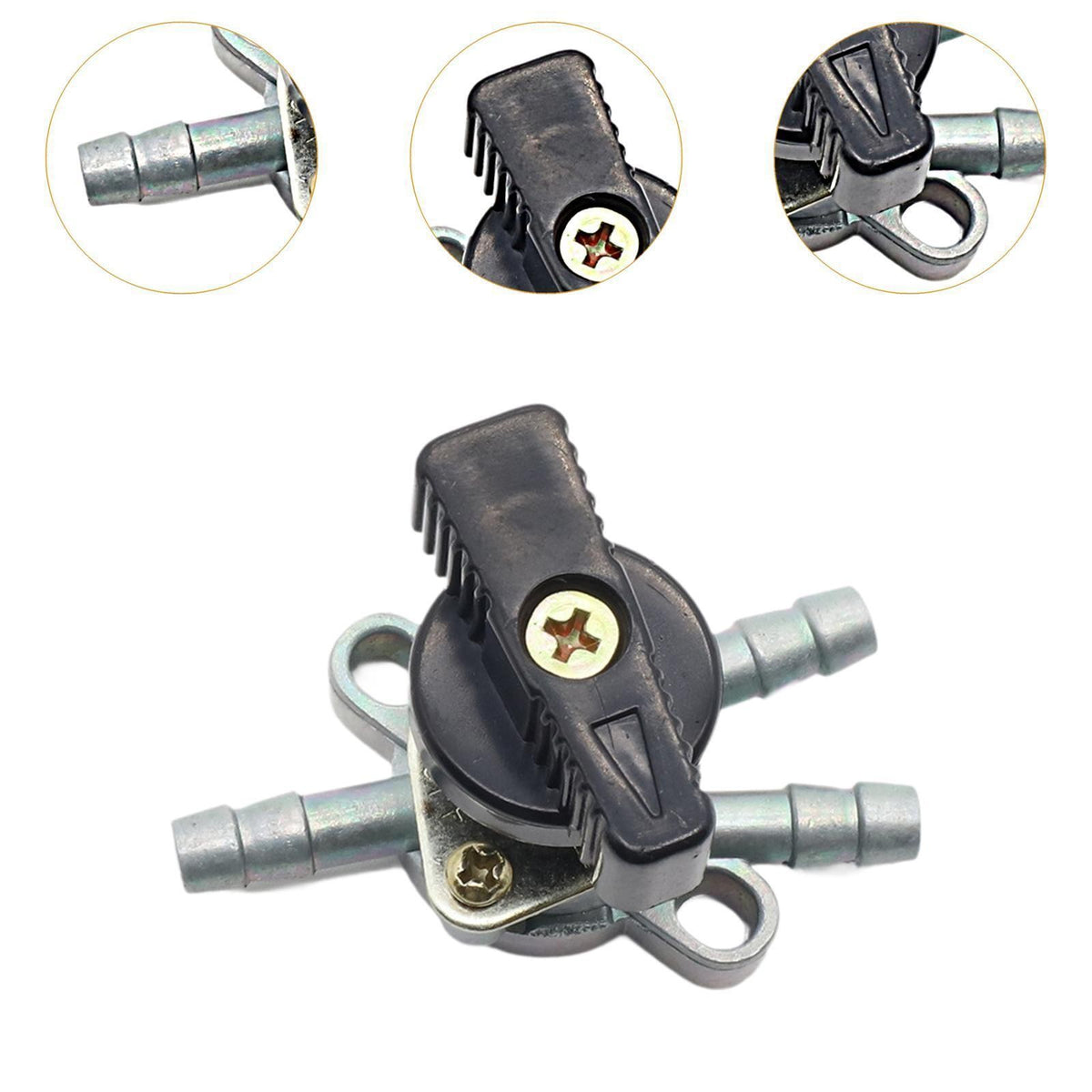 3 Way Fuel Tank Tap Fuel Cock ATV Supplies Wide Compatibility 2 in 1 Out Oil
