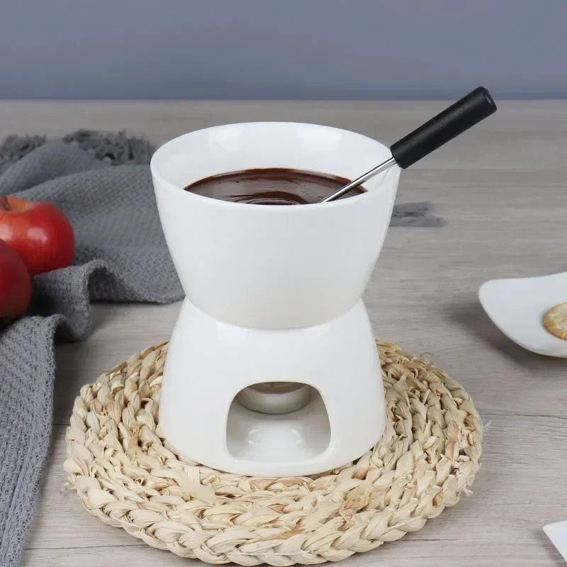 Chocolate Fondue Pot Tea Light Porcelain Melting Pot Ceramic Hot Pot Butter Warm