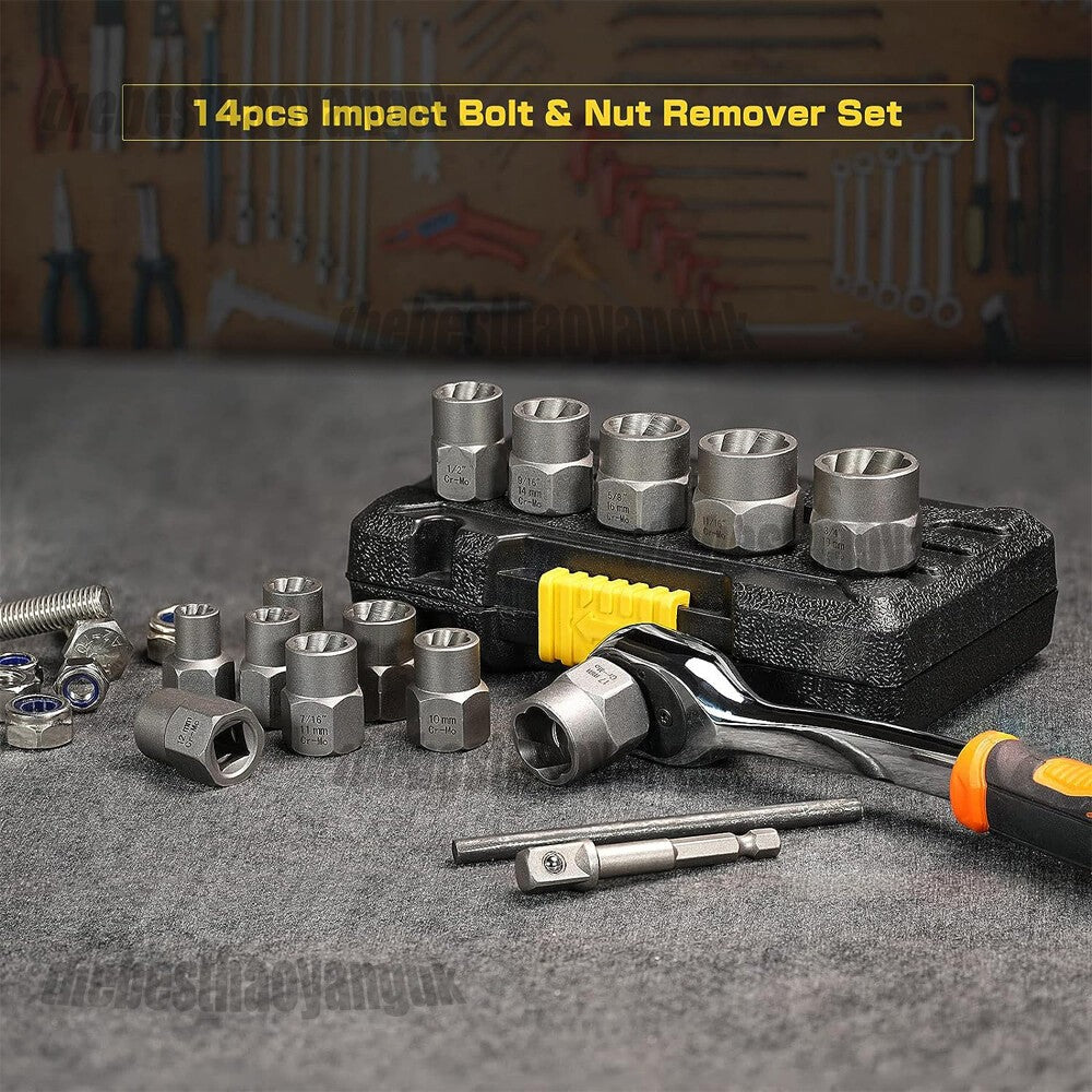 Stud Bolt Impact Twist Socket Extractor Locking Wheel Lug Nut Removal Tool Set
