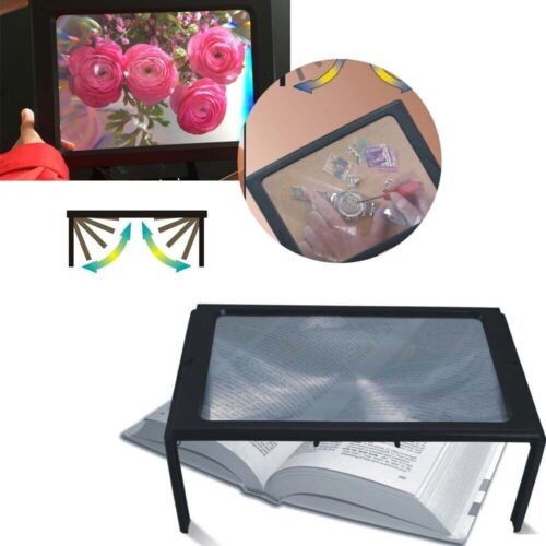 A4 Size Reading Magnifying Glass With LED Light And Stand PVC Desktop Magnifier