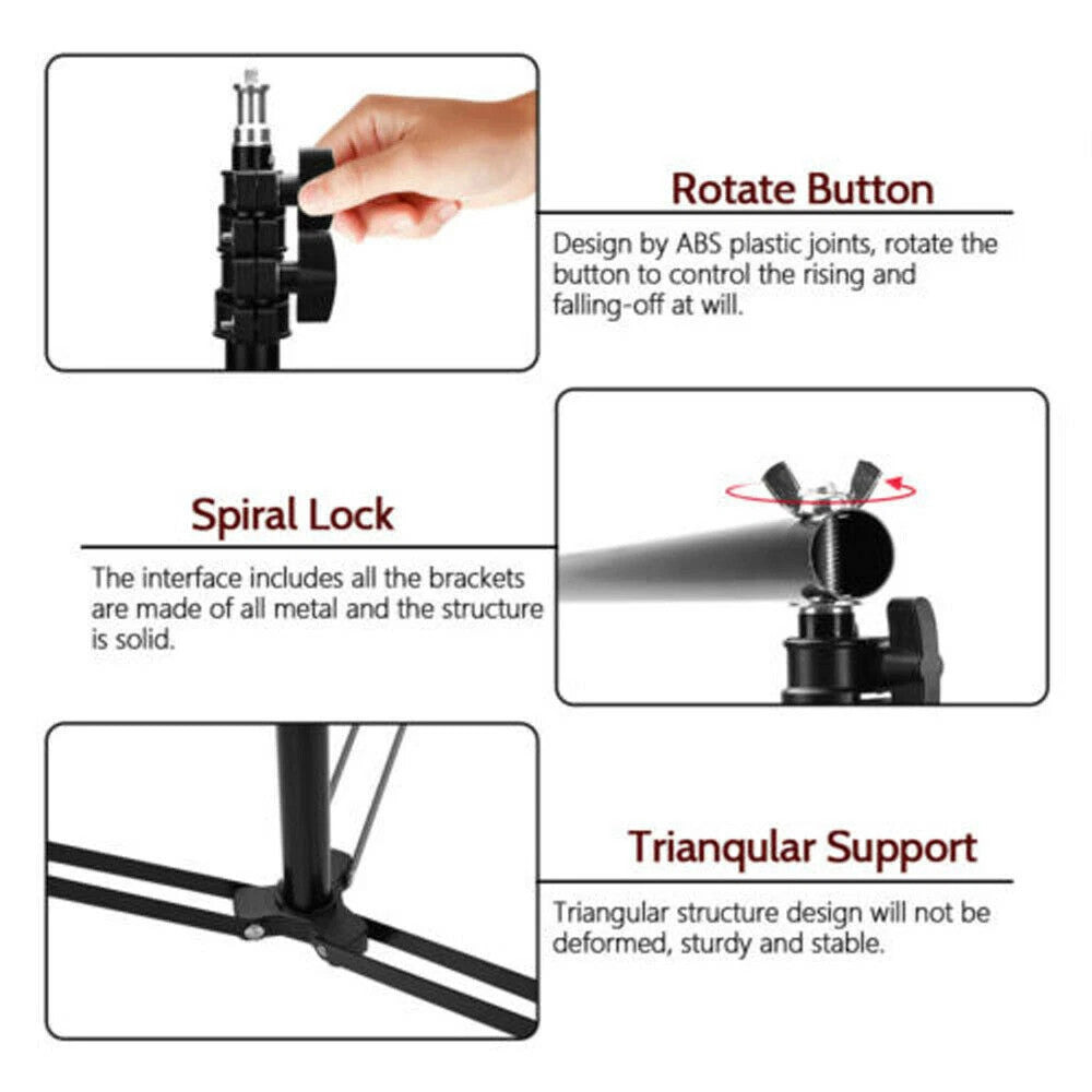 2x2M Photography Photo Studio Background Support Stand Kit Screen Backdrop Set