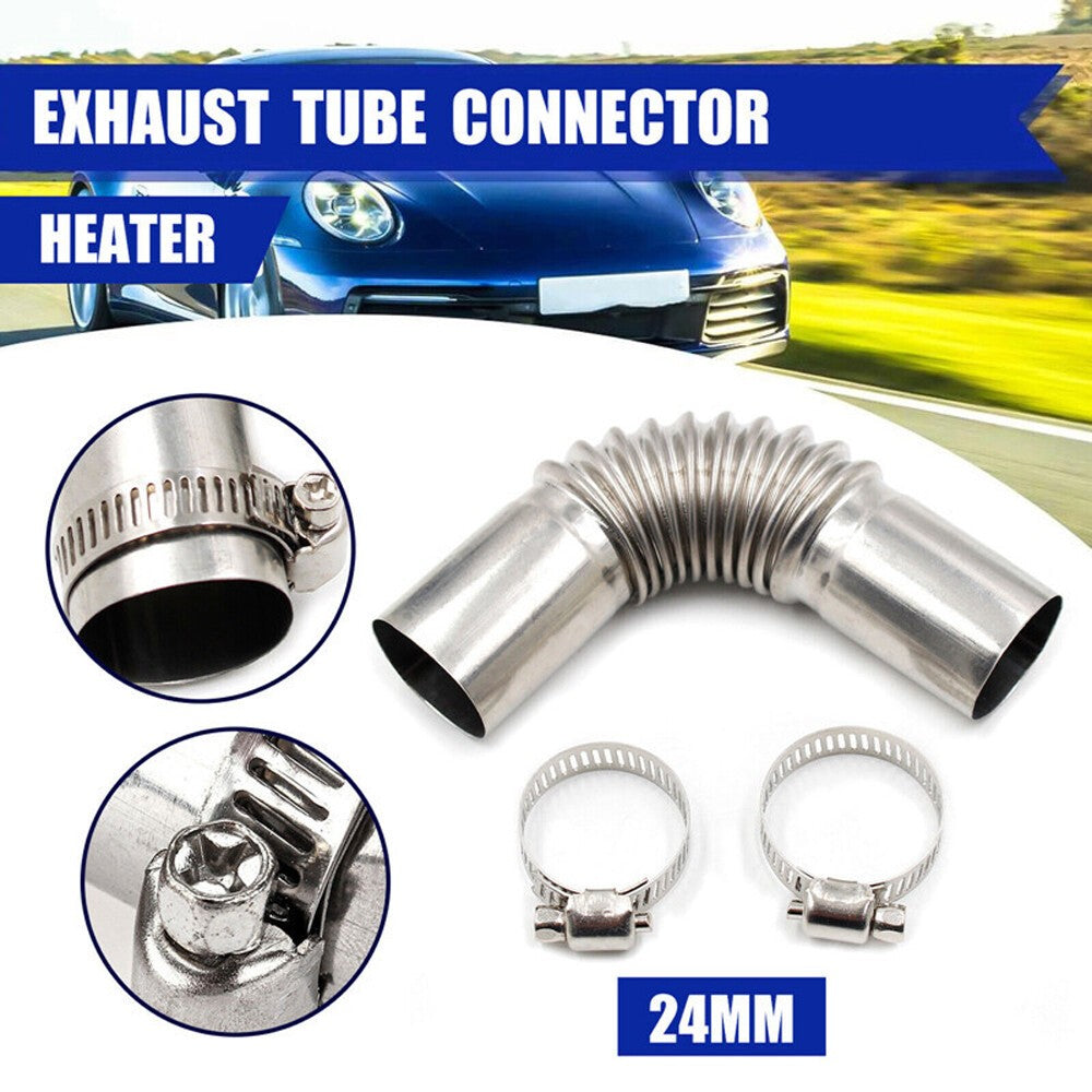 24mm Elbow Pipe Air Diesel Heater Exhaust Connector w/Clamps For Diesel Heater