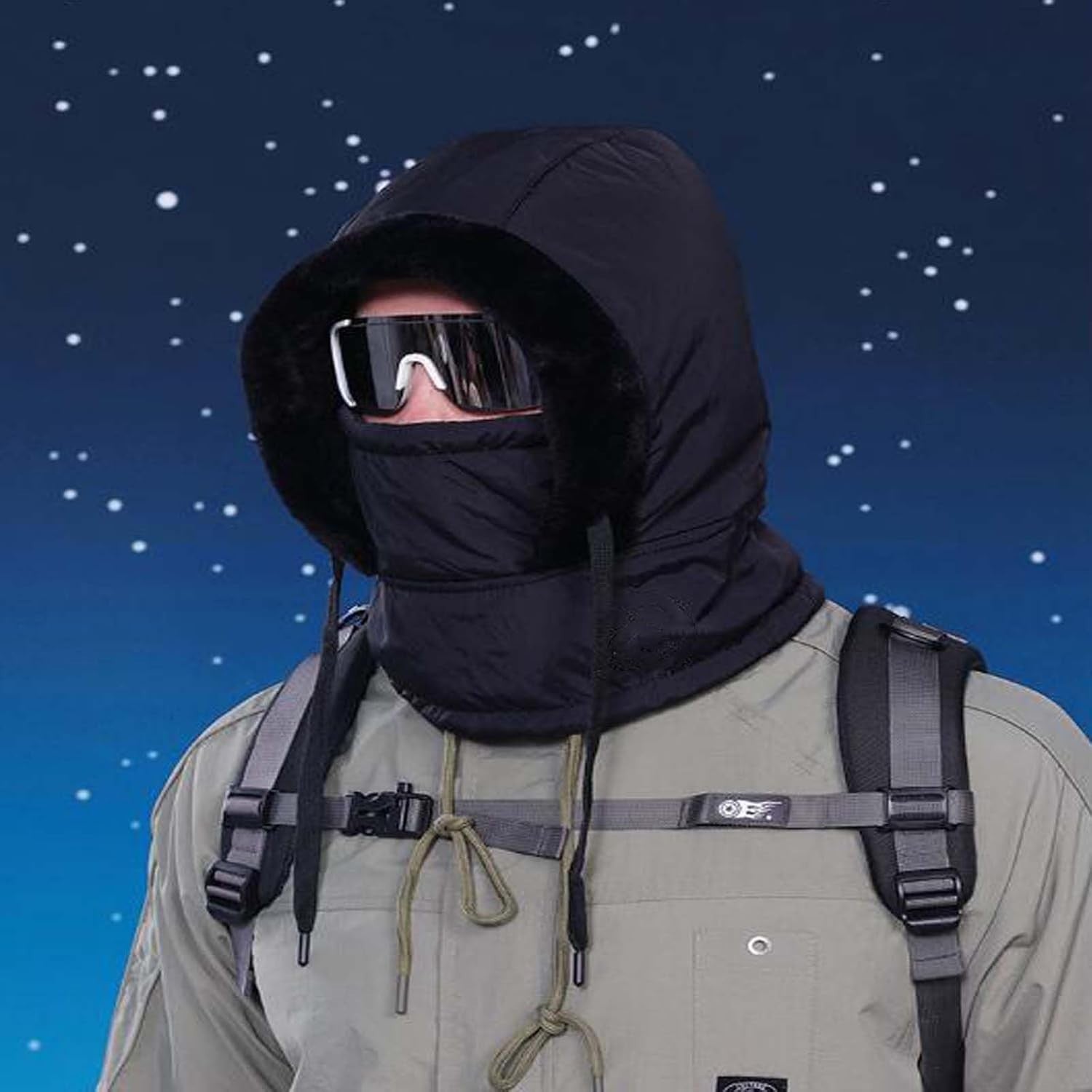 Plush-Lined Thickened Thermal Hat with Face Mask 3-in-1Windproof Warm Balaclava
