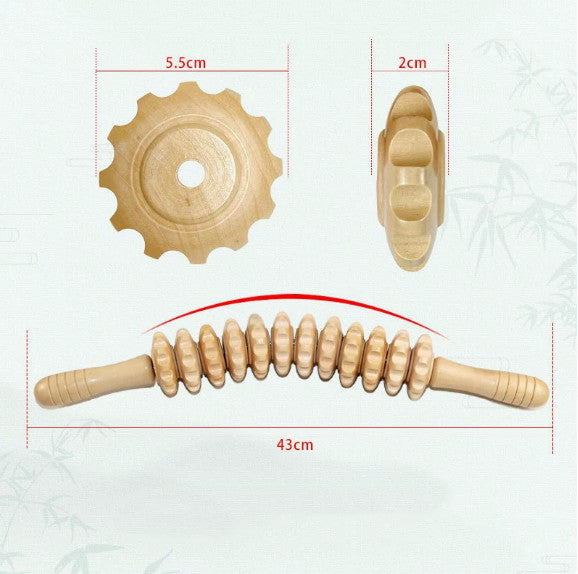 Wooden Massage Roller Anti-Cellulite Tool Self Care Lymphatic Therapy Relaxation
