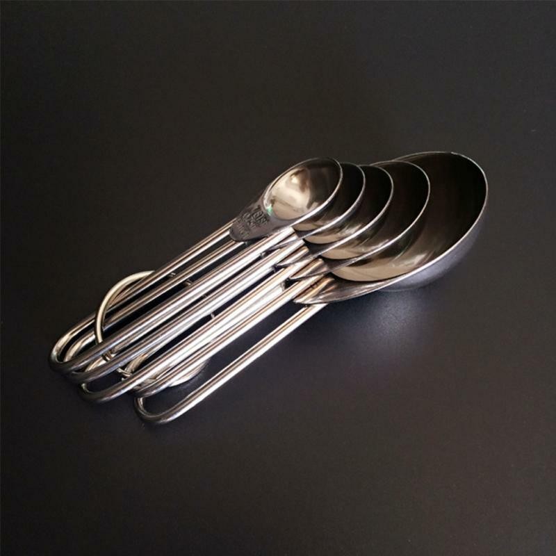 5pcs Stainless Steel Measuring Spoon Metal Cooking 15ml,10ml,5ml, 2.5ml ,1.25ml