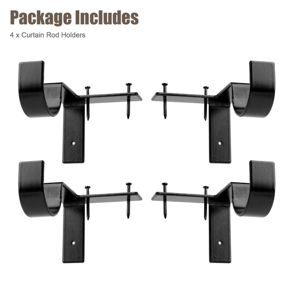 4Pcs Curtain Pole Brackets No Drill Curtains Rod Holder Into Wooden Window Frame