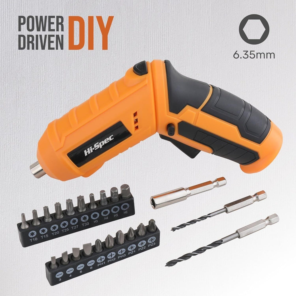 42Pcs Hi-Spec 4V Pink Drill Electric Screwdriver For Household Tool Set