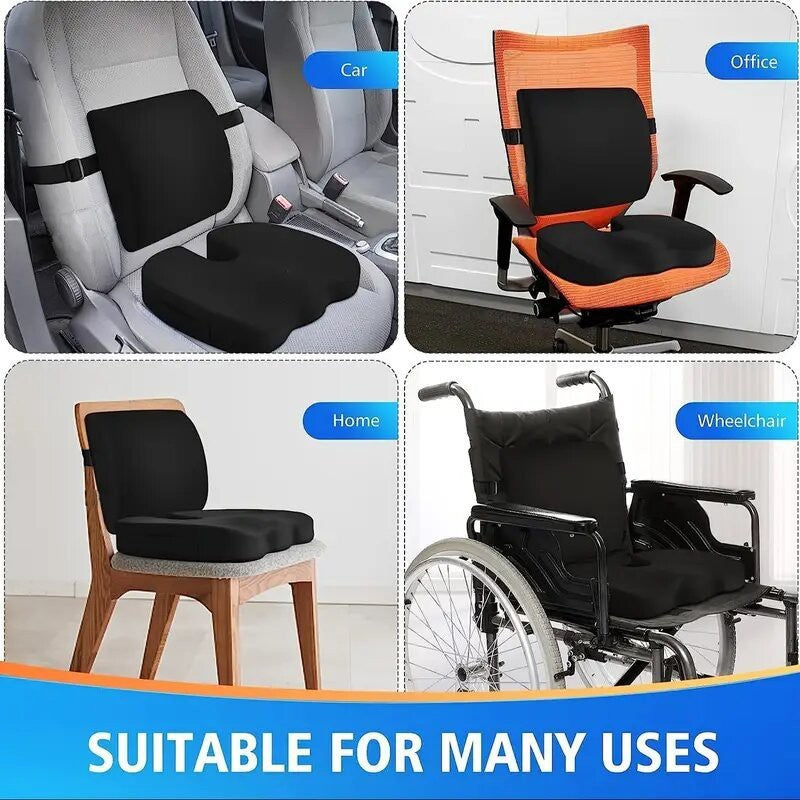 Lumbar Back Support Cushion Car Seat Pillow Memory Foam Pain Relief Office Chair