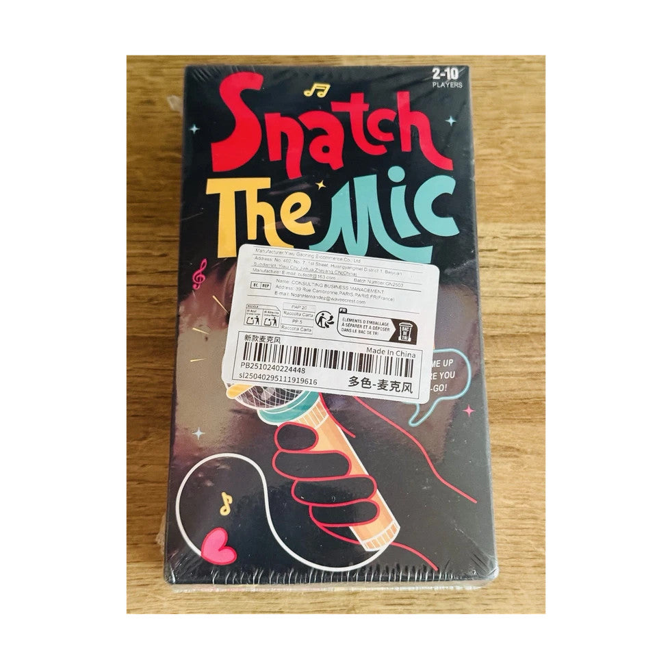 ‘Snatch The Mic’ Karaoke Party Card Game, 2-10 Players Brand New Sealed