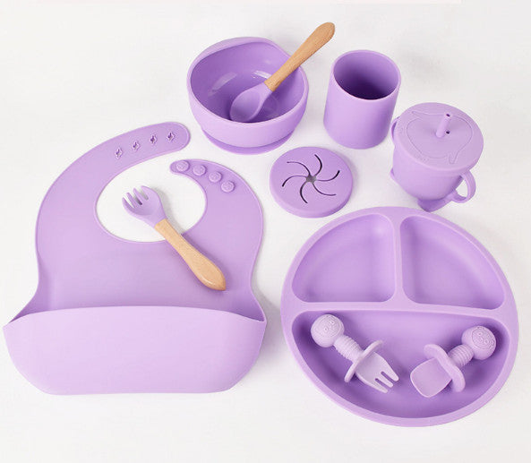 Baby Weaning Set Bamboo Baby Feeding set Suction Plate Bowls Spoons