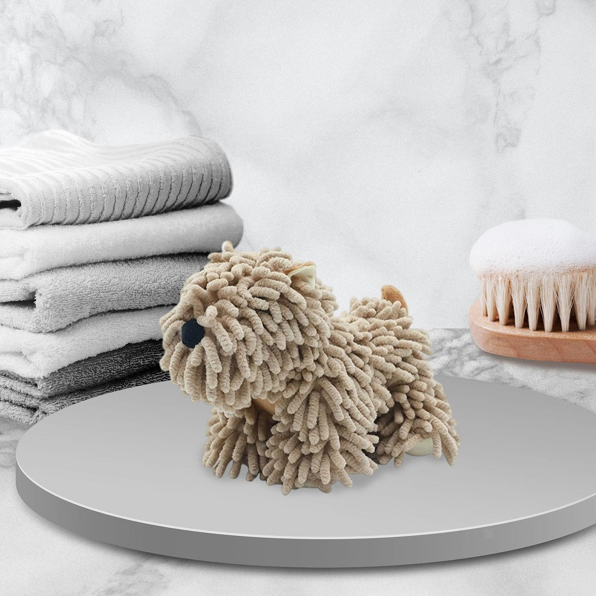 Chenille Hand Towel, Fluffy Ball, Household Accessory, Puppy Shaped, Soft,