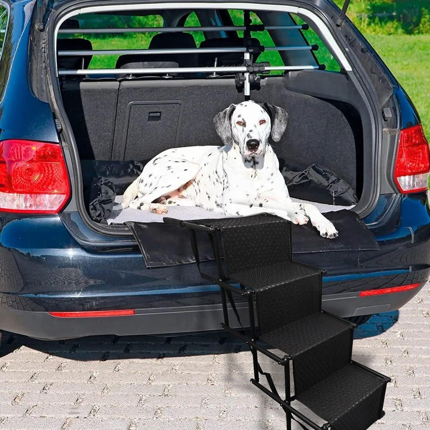 Folding 4 Stairs Portable Dog Ramp Steps Car Boot Access Ladder for Pet Dog Cat
