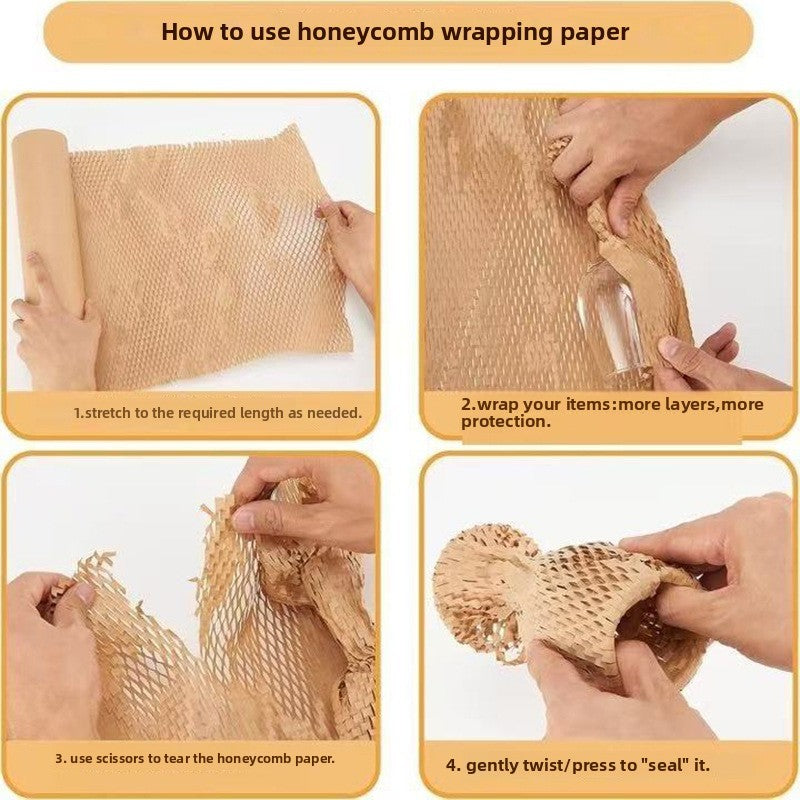 Eco Friendly Honeycomb Cushioning bubble wrap roll Gift Packing Kraft paper