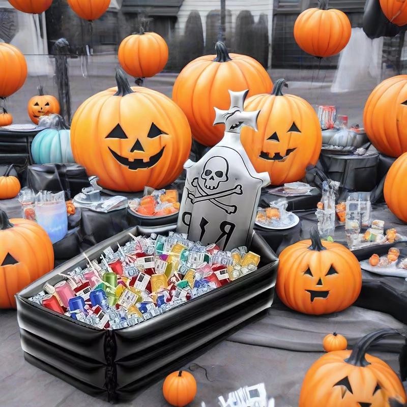 Halloween Inflatable Skeleton Tombstone Figure Decor Prop Drinks Wine Ice Bucket