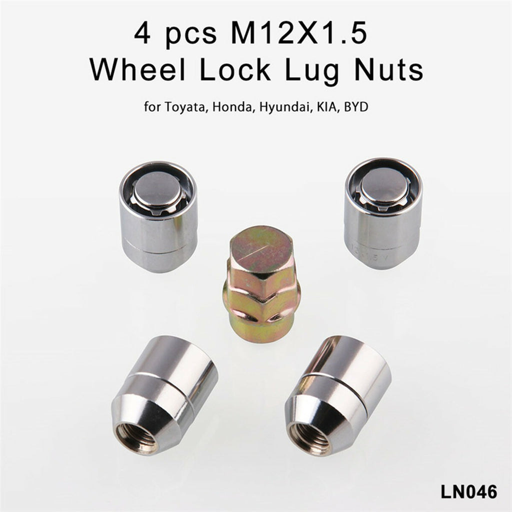 Accessory Car Anti Theft Security Locking Wheel Lug Nuts & 1 Keys Kit M12x1.5